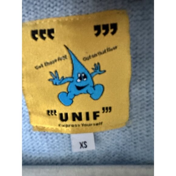 UNIF baby blue cropped knit Liv cardigan sweater $88 Size XS - Picture 3 of 5
